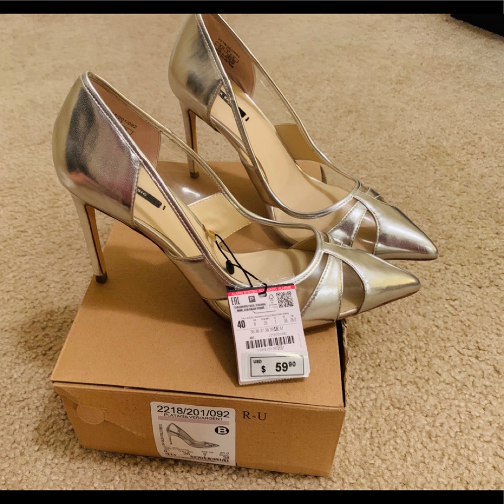 ZARA PLATA Silver heels /Argent